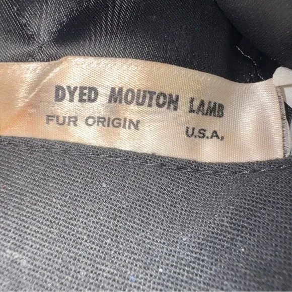 Brooks Brothers Black Mouton Lamb Fur Storm Hat Visor USA Made Large